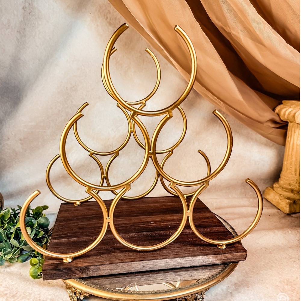 Twine Pyramid 6-Bottle Wood Wine Rack